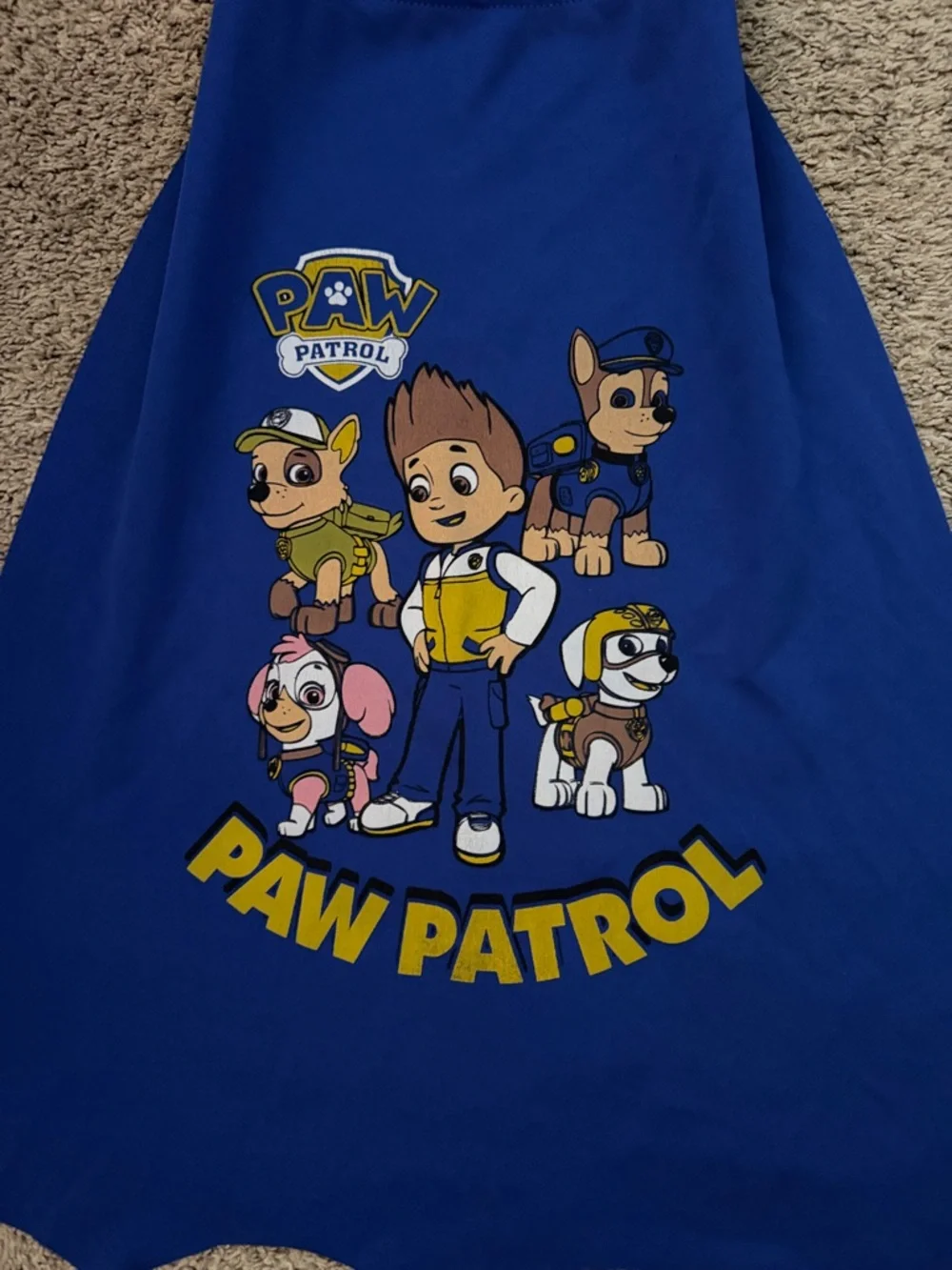 Paw Patrol Blue Chase Hooded Cape with Mask Ryder and pups on back of cape too